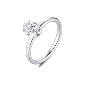Anillo de Compromiso de Oro de 18K con Diamante Cultivado en Laboratorio, Corte Ovalado, Promesa Eterna para Propuesta de Matrimonio - Product Image 1