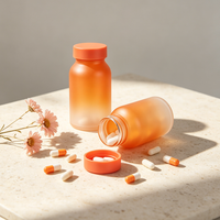 Flacon à pilules mat dégradé personnalisé, série orange, vide, pour capsules et comprimés, destiné aux compléments alimentaires et produits de santé