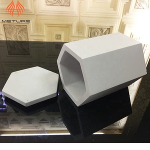 Pot gris hexagonal en béton avec <span class=keywords><strong>couvercle</strong></span>, logo personnalisé, grand, usage pour le rangement ou la porte-bougie - Product Image 6