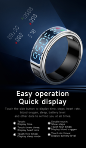 Anneau intelligent en acier inoxydable SR08, contrôle par application, suivi de la forme physique, affichage LED, suivi du sommeil, contrôle gestuel, autonomie de la batterie de 5 à 10 jours, contrôle par application - Product Image 2