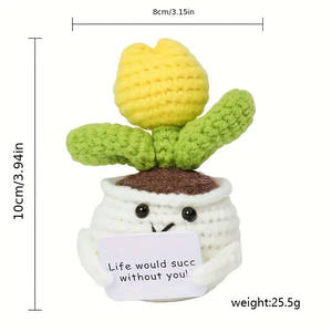 Crochet fait main poupée de tournesol positive Crochet avec carte tournesol coeur fleur rempotage tricot fleur tricot fleur en pot - Product Image 5