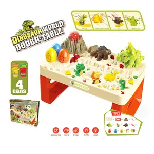 Jinming Kids intelligent dinosaur play dough toy desk colored clay tool set toy with light and music