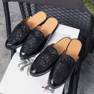Pañuelo para <span class=keywords><strong>hombre</strong></span>, zapatos de punta de moda para exteriores, medias botas para <span class=keywords><strong>hombre</strong></span>, zapatos de cuero informales de estilo perezoso sin espalda - Product Image 2