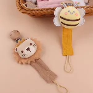 Wholesale Baby Teething Pacifier Clip Infant Cotton Nipple Chain Wooden Clip Baby Pacifier Holder Clip