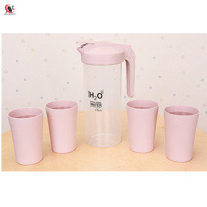 Jarra de Agua Transparente de Plástico Libre de BPA de 1.5L <span class=keywords><strong>con</strong></span> 4 Vasos, Jarra de Agua de PP <span class=keywords><strong>con</strong></span> Asa y Juego de Vasos, Hervidor de Agua Fría y Caliente - Product Image 6