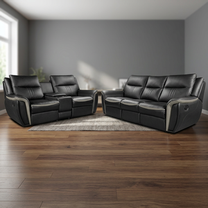Canapé inclinable BIS 137 Villa Apartment, design moderne et luxueux, en cuir véritable et tissu, design modulaire 3+2+1, meubles de salon - Product Image 2