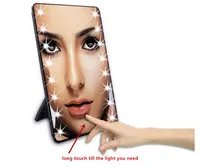 Vente en gros DIY logo forme carrée dames miroir mode femmes piles 16 led écran tactile table miroir de maquillage
