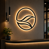 Enseigne LED rétroéclairée à effet halo professionnelle, lettres 3D en acier inoxydable pour les bureaux de conseil et les salles d'accueil des cabinets d'avocats