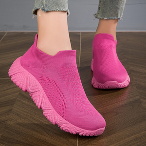 Zapatillas Deportivas Tejidas Color Verde Lima, Estilo Calcetín, Punta Redonda, Suela Transpirable de EVA, para Todas las Temporadas, Venta al Por Mayor - Product Image 5