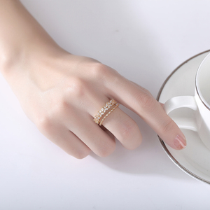 LUOTEEMI Produk Baru Cincin Mewah Wanita Berlapis Berlian yang Dapat Disesuaikan, Perhiasan Pernikahan <span class=keywords><strong>Bohemian</strong></span> Zirkonia - Product Image 3