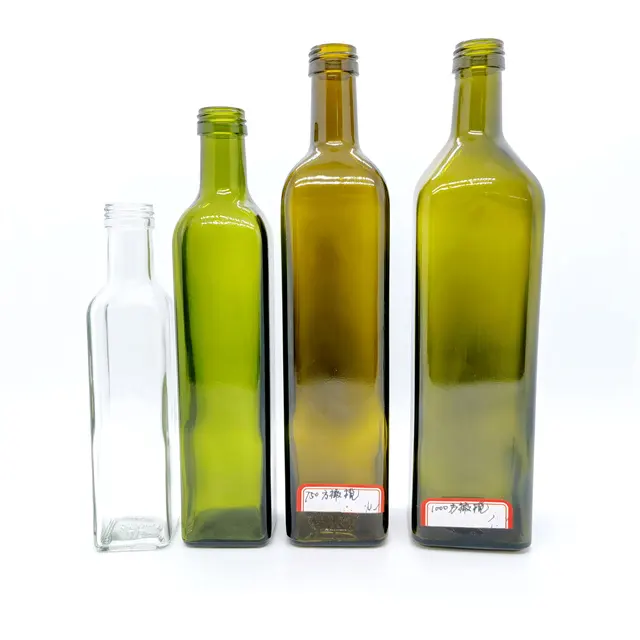 250ml 500ml 750ml 1000ml verde antico verde scuro vite superiore aceto olio d'oliva olio da cucina bottiglie di vetro con tappo