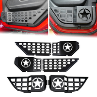 Organizador de Bolsillo Metálico de Diseño Hueco Fabricado en Fábrica para Puertas Delanteras y Traseras de Jeep Wrangler JL/JLU/JT Modelos 2018-2025, 4 Piezas