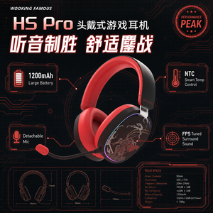 우킹 HS 프로 트리플 모드 무선 5.3 게이밍 헤드셋 50mm 다이나믹 드라이버 저지연 이어버드 마이크 <span class=keywords><strong>PC</strong></span> 오버이어 - Product Image 2