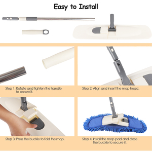 Balai à poussière plat en microfibre commercial très efficace MSJ avec poteau en acier pour nettoyer les grands espaces - Product Image 5