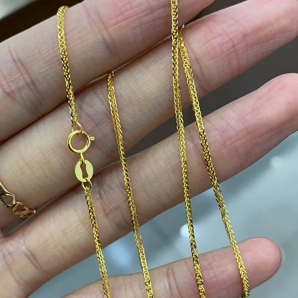 Au750 Pure Gold Chopin Chain Necklace 18K Gold Wheat Chain DIY Jewelry Accessories Bulk sale Promotion Women ladies Gift