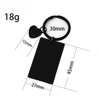Ywyougang Porte-clés pendentif rectangulaire en acier inoxydable avec breloque cœur massif, design vintage personnalisable, couleurs personnalisables pour