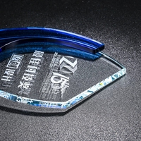 Trophée Blank Blue Bay Medal of Honor, trophée en cristal personnalisé autorisé, récompense de compétition, souvenir, impression UV, écologique