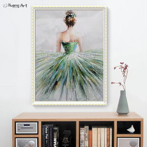 Dipinto a mano la figura di balletto moderno pittura murale olio verde su tela decorazione per <span class=keywords><strong>soggiorno</strong></span> con ragazza danzante fatto a mano bellezza - Product Image 5