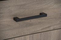 Nakas Minimalis Tahan Lama Berlapis Kayu Oak Gelap dengan 1 Laci untuk Kamar Tidur dan Ruang Tamu Furnitur Rumah Modern