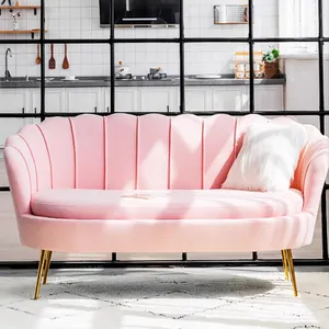 Popular nueva silla de sofá de terciopelo rosa elegante para muebles de salón de uñas