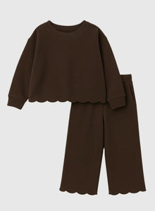 Conjunto festoneado para niñas y niños superventas, Sudadera de felpa francesa acogedora, pantalones, conjuntos informales - Product Image 5