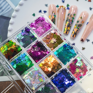 12 grilles de paillettes pour ongles en forme de feuille d'érable d'automne, holographiques, laser, colorées, flocons de feuilles, pour DIY Nail Art, résine époxy, décoration de bijoux - Product Image 2