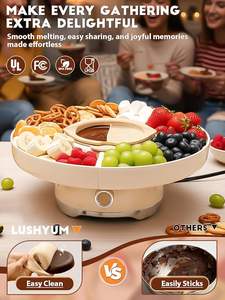 Ensemble de pot à <span class=keywords><strong>fondue</strong></span> au chocolat, machine à <span class=keywords><strong>fondue</strong></span> électrique, capacité de 4 tasses, 4 plateaux, 5 fourchettes, 1 spatule, chauffe-<span class=keywords><strong>fromage</strong></span> - Product Image 3