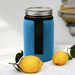 Manchon isotherme en néoprène pour bocal Mason 32oz (bouche standard et large) avec poignée, personnalisable avec logo, réutilisable pour fêtes en extérieur - Product Image 4