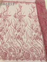 Tissu en dentelle à sequins de couleur vin, tissu en dentelle à sequins perlés, broderie africaine, perles de mariée, tissu en dentelle pour robe