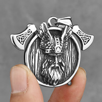 Pendentif Hache Double Viking Acier Titane Collier Homme Inoxydable Nordique Bijoux Gros Fournisseur Design Personnalisable