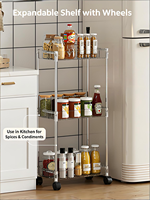 Chariot mobile robuste réglable et antirouille à trois niveaux pour espaces étroits, idéal pour aliments, épices, outils, pots de fleurs et salle de bain