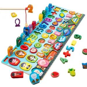 wooden puzzle multifunctional log board 2022 New design multiple play early education enlightenment to improve the baby cognit