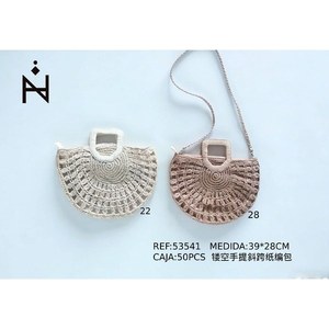 Bolso de mano hueco, bandolera, bolso de papel tejido, 39x28cm, bolso de playa de verano para mujer - Product Image 2