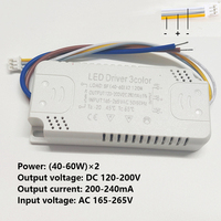 Driver LED EBY 240mA 12-24W/20-40W/30-50W/40-60W SMD PCB pour éclairage de plafond, transformateurs DC36-200V 3 couleurs 3 broches AC165-265V