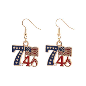 Pendientes de Joyería de Moda para el Día de la Independencia de EE. UU. 2026, Pendientes con Forma de Corazón con la Bandera Estadounidense del <span class=keywords><strong>4</strong></span> de Julio para el 250 Aniversario - Product Image 1