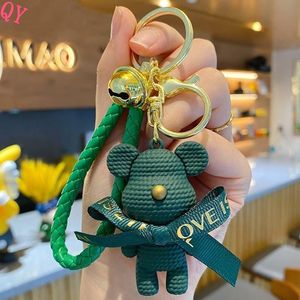 QQ <b>Cute</b> Cartoon Mouse Keychain PVC Plush <b>Bear</b> Pendant Pink Brown With Ribbon Bow Souvenir Accessory - Product Image 4