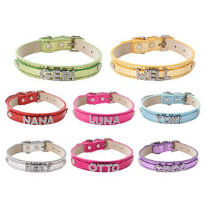 Collare <span class=keywords><strong>per</strong></span> <span class=keywords><strong>Cani</strong></span> Personalizzato Moderno - Targhetta <span class=keywords><strong>con</strong></span> Nome in Strass Fai-da-Te, Pelle PU <span class=keywords><strong>con</strong></span> Finitura Metallica Lucida, Lettere Incise al Laser <span class=keywords><strong>per</strong></span> Gatti - Product Image 2