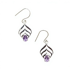 Boucles d'oreilles classiques en argent sterling 925 avec améthyste, anti-ternissement, en forme de goutte, bijoux de créateur, cadeau de mariage - Product Image 3