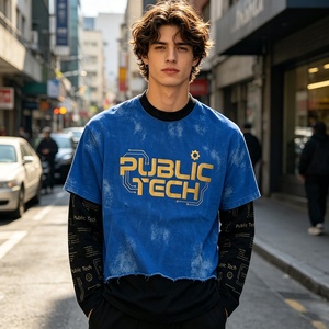 Camiseta Oversize Personalizada con Logo Serigrafiado, Lavado Monkey, Doble Capa, Manga Larga, para Hombre, Estilo Crop, Pedido de Prueba Flexible para Compras al por Mayor - Product Image 3