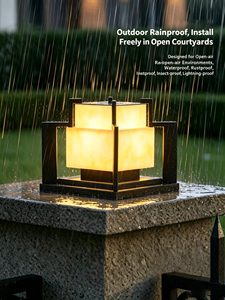 Outdoor luxury solar column <b>light</b> IP65 waterproof stainless steel square solar <b>light</b> E27 <b>LED</b> outdoor garden villa front wall col - Product Image 6