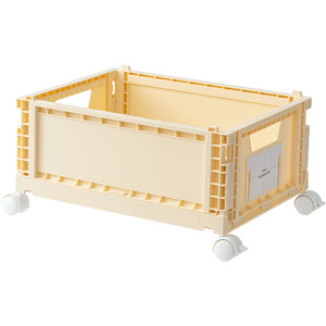 Stackable <b>Plastic</b> Storage <b>Box</b> With Wheels For Desktop Organization Rectangle Foldable With Handle - Product Image 1