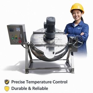 Marmite de cuisson industrielle à vapeur/gaz/électrique avec agitateur, cuve de cuisson à double enveloppe avec mélangeur, mélangeur de cuisson - Product Image 1