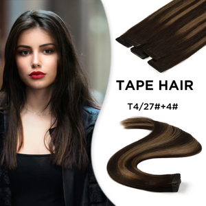 Extensiones de cabello con cinta adhesiva de color <span class=keywords><strong>balayage</strong></span> ombre, de marrón <span class=keywords><strong>oscuro</strong></span> a rubio <span class=keywords><strong>castaño</strong></span>, doble capa, cómodas y fáciles de usar. - Product Image 5