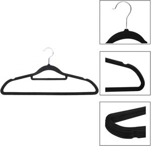 Velvet & Fabric Hangers Custom Flocked <b>Black</b> Coat Hangers Suit Clothing Space Saving Velvet Hanger With Anti Slip Notches - Product Image 4