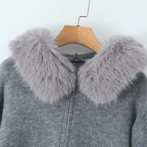 SHENZHU Suéter Cárdigan con <span class=keywords><strong>Cuello</strong></span> de Piel Sintética para Mujer, Moda 2025, Cierre de Cremallera, Manga Larga, Estilo Vintage, Prenda Exterior Chic - Product Image 4