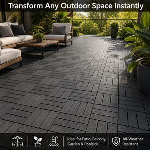 Dalles de terrasse en WPC rainurées antidérapantes modernes, à emboîtement, pour terrasse extérieure, imperméables, écologiques - Product Image 3