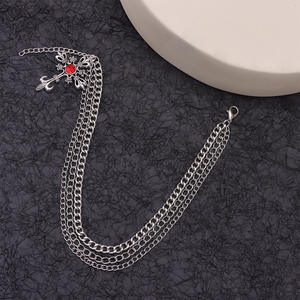 European American Fashion Multi Layer Shoe <b>Chain</b> Ruby Cross Pendant Hip Hop Cool Martin <b>Boot</b> Accessory Unisex - Product Image 2