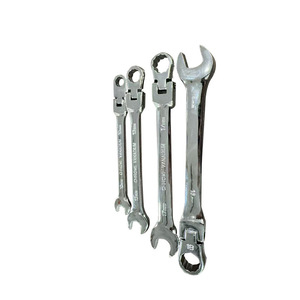 Jeu de clés à douille à double usage, 12 pièces, métriques, 8-19 mm, réglables, à cliquet, chromées, kit d'outils de réparation automobile - Product Image 3