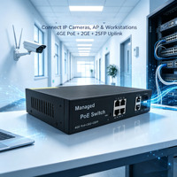 Switch PoE Gigabit Administrado por Web de 4 Puertos + 2 GE + 2 SFP, 10/100/1000Mbps con Soporte QoS VLAN, Apilable para Cámaras IP CCTV 3344GE