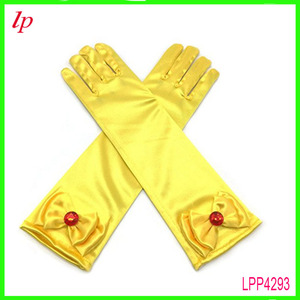 Guantes Blancos como la Nieve de Satén Azul Rey con Lazo Rojo y Ribete con Volantes para Disfraces y Accesorios de Fiesta - Product Image 4